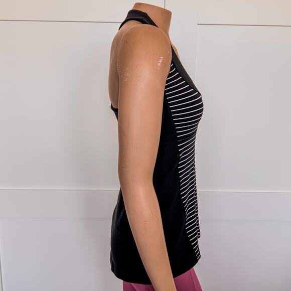 Lululemon Womens Active Scoopneck Black/White Striped Tank-Built In Bra-Size 4/6 - Picture 6 of 8